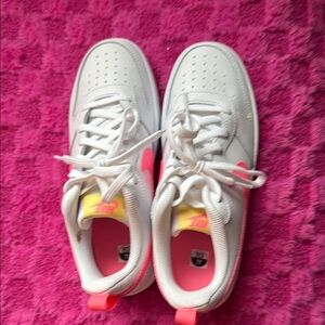 Nike White and Pink Sneakers with Vibrant Design
